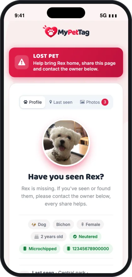 MyPetTag 公開ページの例